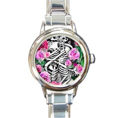 Floral Skeletons Round Italian Charm Watch by GardenOfOphir