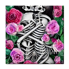 Floral Skeletons Tile Coaster by GardenOfOphir