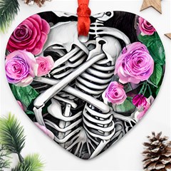 Floral Skeletons Ornament (heart) by GardenOfOphir