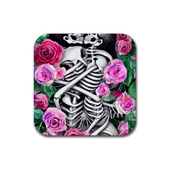 Floral Skeletons Rubber Coaster (square) by GardenOfOphir