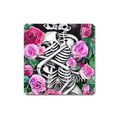 Floral Skeletons Square Magnet by GardenOfOphir