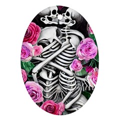 Floral Skeletons Oval Ornament (two Sides) by GardenOfOphir