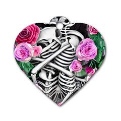 Floral Skeletons Dog Tag Heart (one Side) by GardenOfOphir