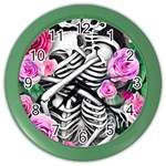 Floral Skeletons Color Wall Clock Front