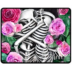 Floral Skeletons One Side Fleece Blanket (medium) by GardenOfOphir