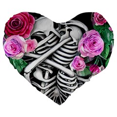 Floral Skeletons Large 19  Premium Heart Shape Cushions by GardenOfOphir