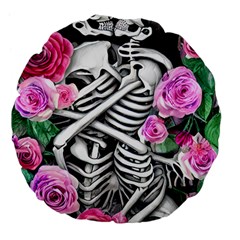 Floral Skeletons Large 18  Premium Flano Round Cushions by GardenOfOphir