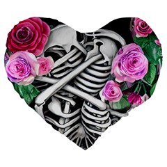 Floral Skeletons Large 19  Premium Flano Heart Shape Cushions by GardenOfOphir