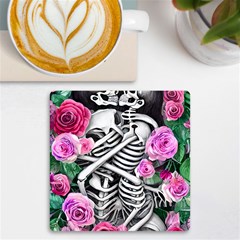 Floral Skeletons Uv Print Square Tile Coaster  by GardenOfOphir