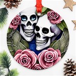 Skulls and Flowers Ornament (Round) Front