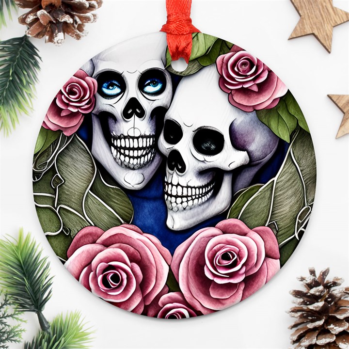 Skulls and Flowers Ornament (Round)