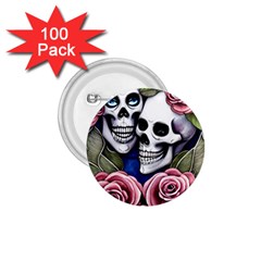 Skulls And Flowers 1 75  Buttons (100 Pack)  by GardenOfOphir