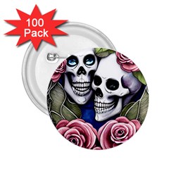 Skulls And Flowers 2 25  Buttons (100 Pack)  by GardenOfOphir