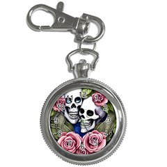 Skulls And Flowers Key Chain Watches by GardenOfOphir