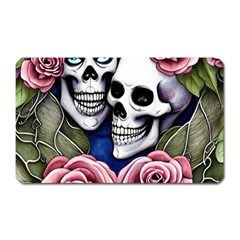 Skulls And Flowers Magnet (rectangular) by GardenOfOphir