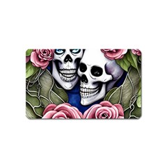 Skulls And Flowers Magnet (name Card) by GardenOfOphir