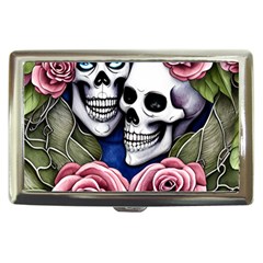 Skulls And Flowers Cigarette Money Case by GardenOfOphir