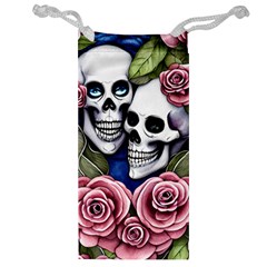 Skulls And Flowers Jewelry Bag by GardenOfOphir