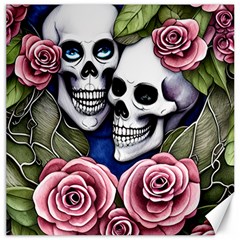 Skulls And Flowers Canvas 16  X 16  by GardenOfOphir