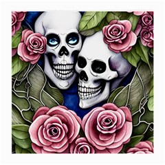 Skulls And Flowers Medium Glasses Cloth by GardenOfOphir