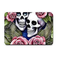 Skulls And Flowers Small Doormat by GardenOfOphir