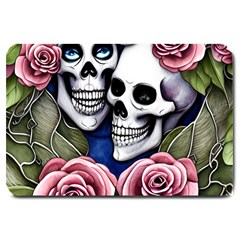 Skulls And Flowers Large Doormat by GardenOfOphir