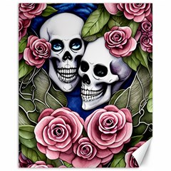 Skulls And Flowers Canvas 11  X 14  by GardenOfOphir