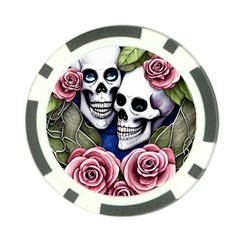 Skulls And Flowers Poker Chip Card Guard by GardenOfOphir