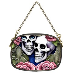 Skulls And Flowers Chain Purse (two Sides) by GardenOfOphir