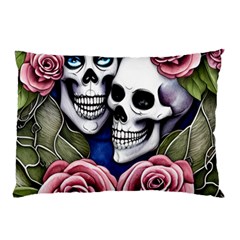 Skulls And Flowers Pillow Case by GardenOfOphir