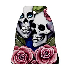 Skulls And Flowers Bell Ornament (two Sides) by GardenOfOphir