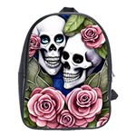 Skulls and Flowers School Bag (XL) Front