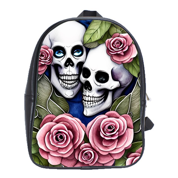 Skulls and Flowers School Bag (XL)