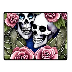 Skulls And Flowers Fleece Blanket (small) by GardenOfOphir