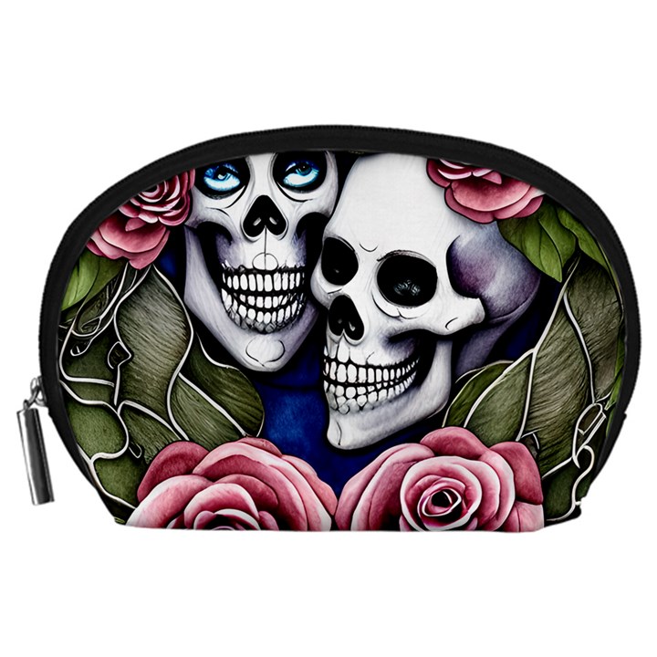 Skulls and Flowers Accessory Pouch (Large)