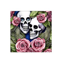 Skulls And Flowers Satin Bandana Scarf 22  X 22  by GardenOfOphir