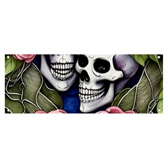 Skulls And Flowers Banner And Sign 8  X 3  by GardenOfOphir