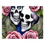 Skulls and Flowers One Side Premium Plush Fleece Blanket (Large) 80 x60  Blanket Front