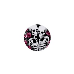 Black And White Rose Sugar Skull 1  Mini Buttons by GardenOfOphir