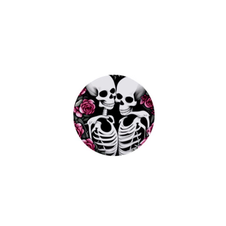 black and white rose sugar skull 1  Mini Magnets