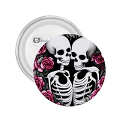 Black And White Rose Sugar Skull 2 25  Buttons by GardenOfOphir