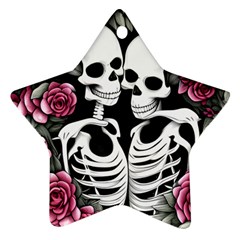 Black And White Rose Sugar Skull Ornament (star) by GardenOfOphir