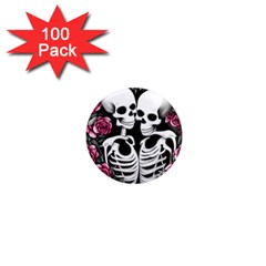 Black And White Rose Sugar Skull 1  Mini Magnets (100 Pack)  by GardenOfOphir