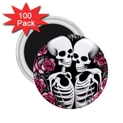 Black And White Rose Sugar Skull 2 25  Magnets (100 Pack)  by GardenOfOphir