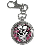 black and white rose sugar skull Key Chain Watches Front