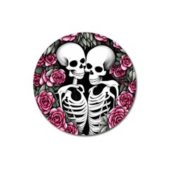 Black And White Rose Sugar Skull Magnet 3  (round) by GardenOfOphir