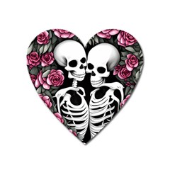 Black And White Rose Sugar Skull Heart Magnet by GardenOfOphir