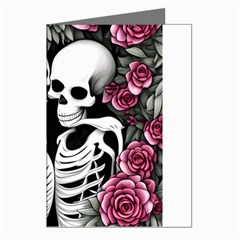 Black And White Rose Sugar Skull Greeting Cards (pkg Of 8) by GardenOfOphir