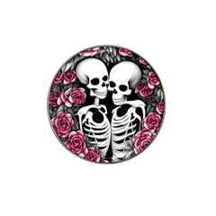 Black And White Rose Sugar Skull Hat Clip Ball Marker by GardenOfOphir