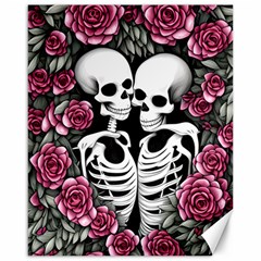 Black And White Rose Sugar Skull Canvas 16  X 20  by GardenOfOphir